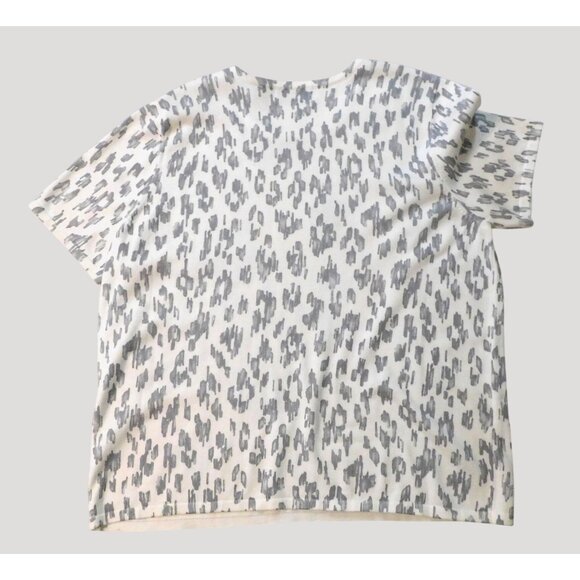 Alfred Dunner Sweater Top XL White Gray Animal Print Yellow Floral Cotton - Picture 6 of 9